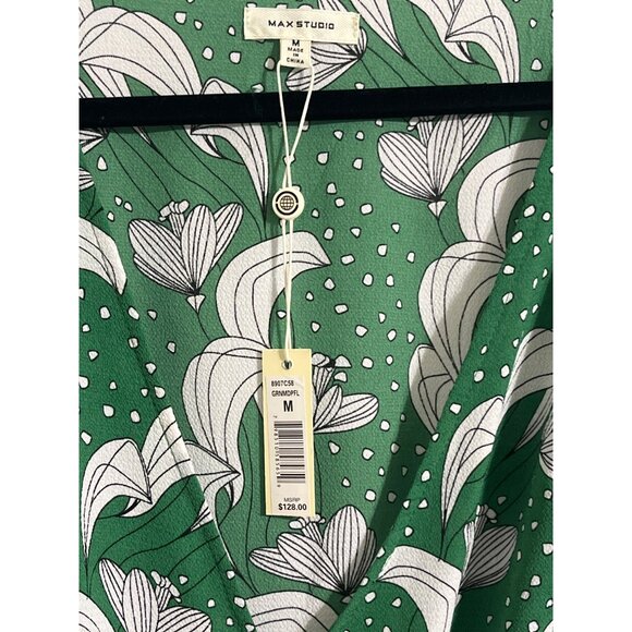 Max Studio Green White High-Low Wrap Dress Size M NWT - Picture 5 of 13